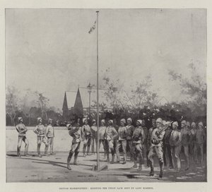 Bloemfontein británico, izando la Union Jack enviada por Lady Roberts de Charles Auguste Loye